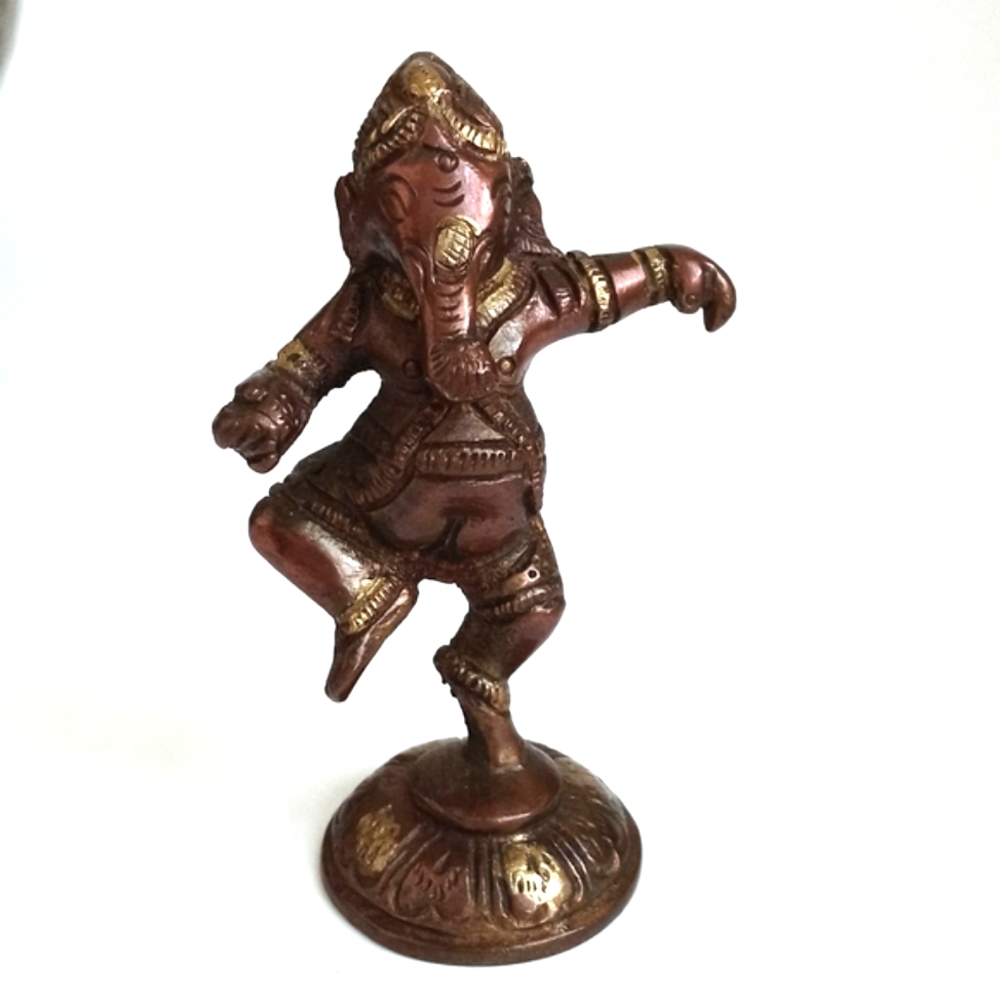 Antique Solid Brass Bronzed Figurine Ganesh Art Sculpture Home Decor 3 1/2” - Picture 10 of 15